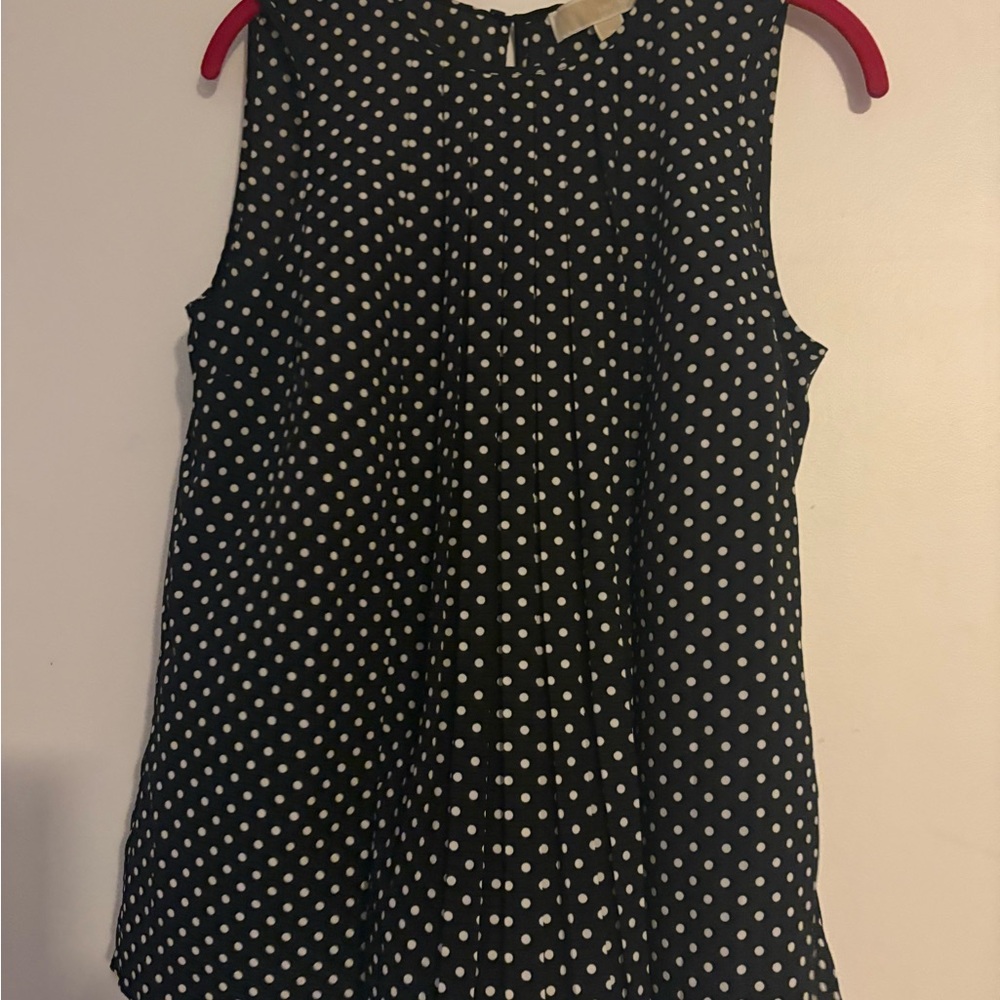 Michael Kors Black and White Polka Dot Tank Top
